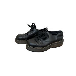 Vtg Dr Martens Platform Shoes Womens Size 6 Black Leather Chunky Oxford Y2K 8651